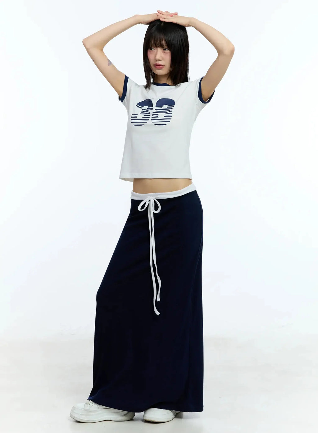 Two-Tone Comfy Maxi Skirt IU523