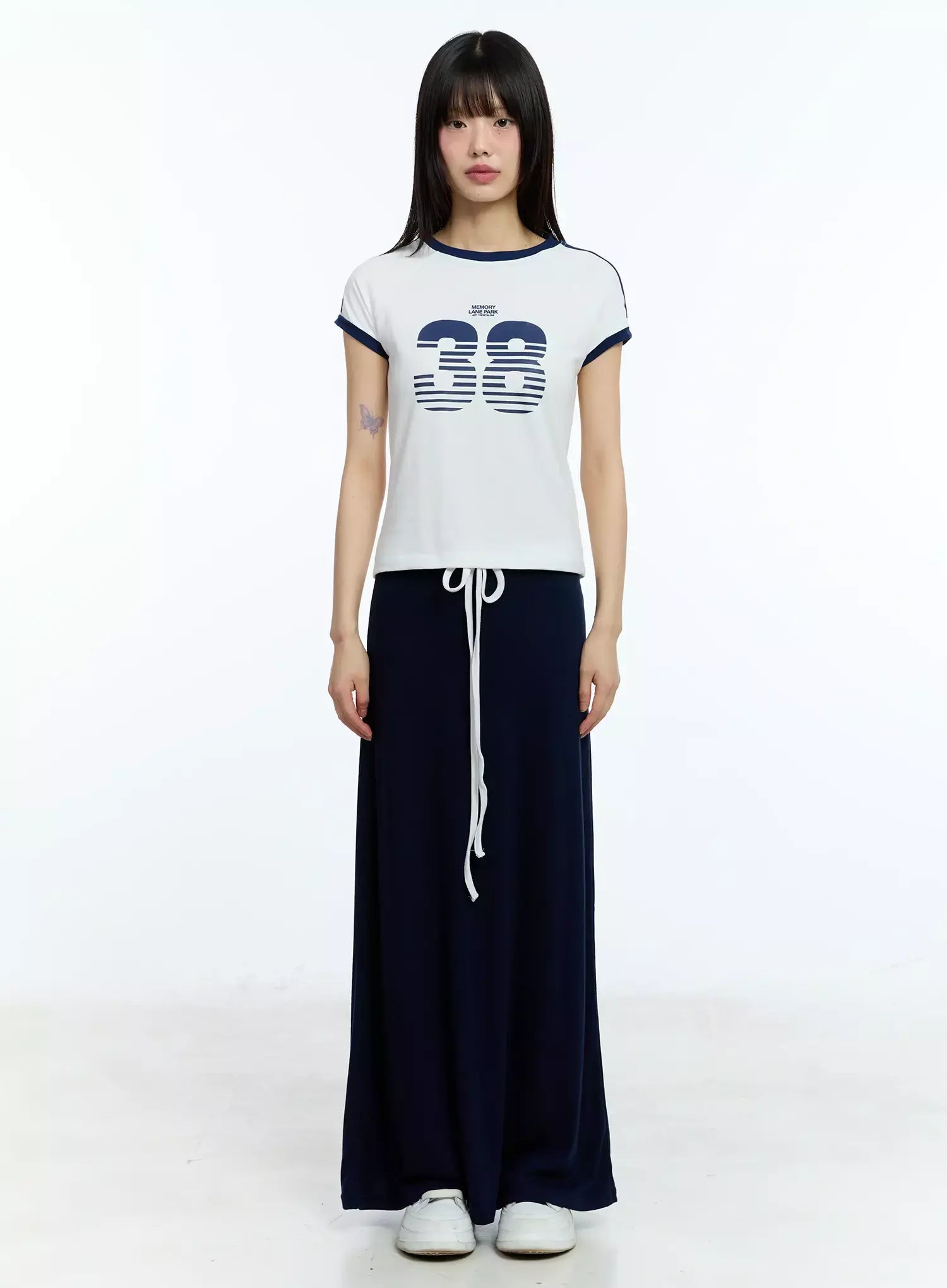 Two-Tone Comfy Maxi Skirt IU523