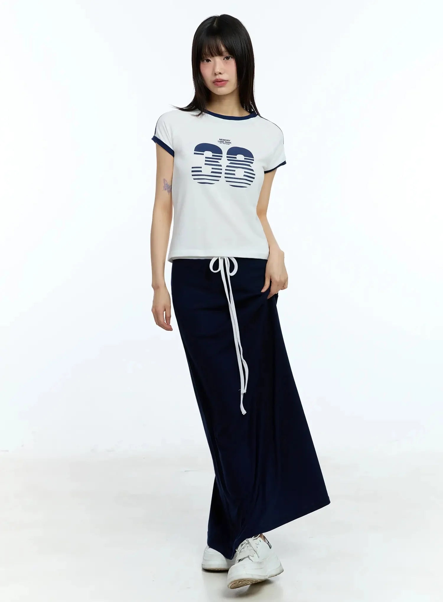 Two-Tone Comfy Maxi Skirt IU523