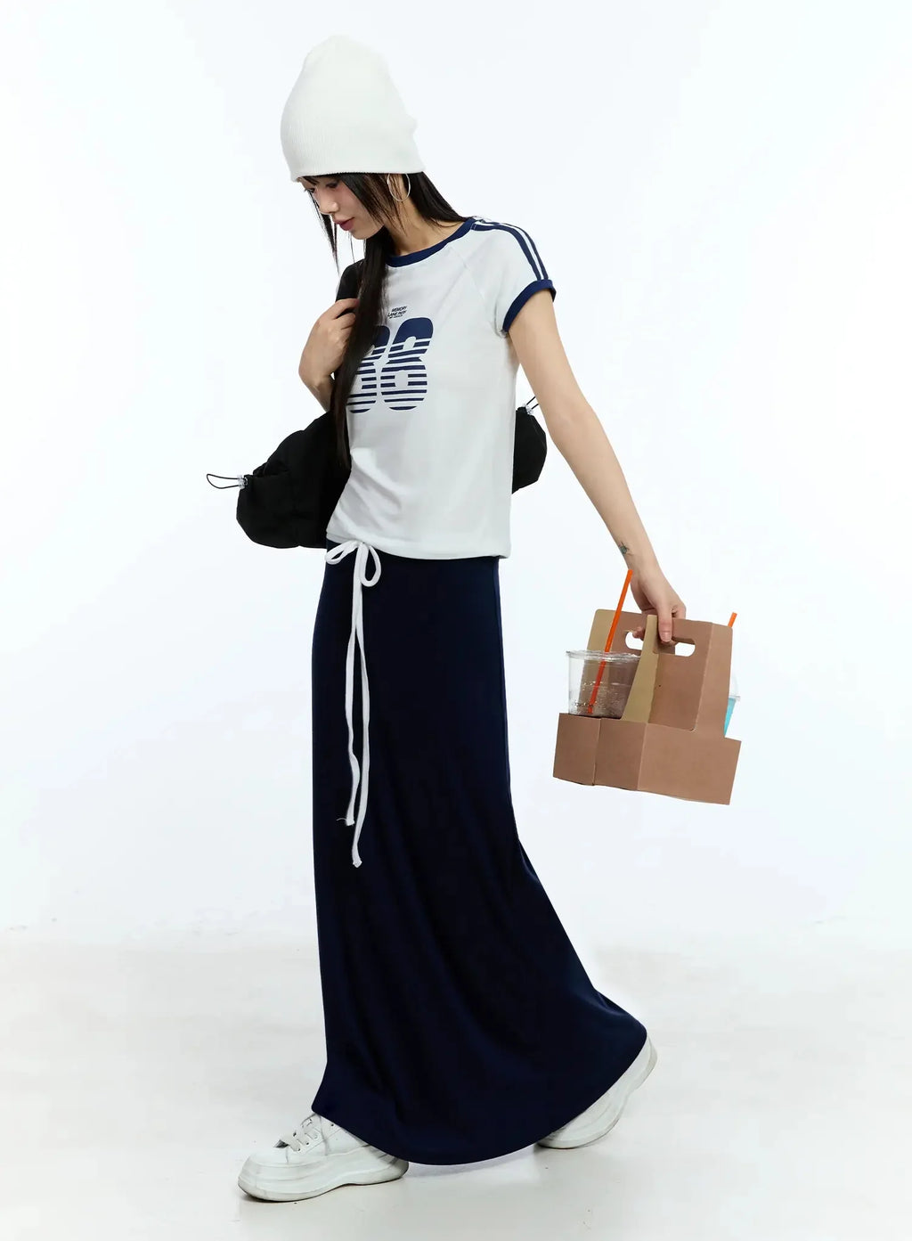 Two-Tone Comfy Maxi Skirt IU523